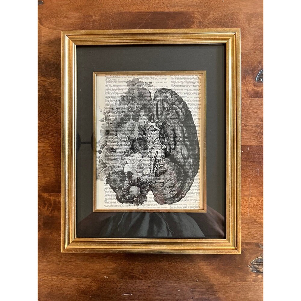 Framed Floral Kidney Art | Gothic Dictionary Print | Dark Academia Wall Decor